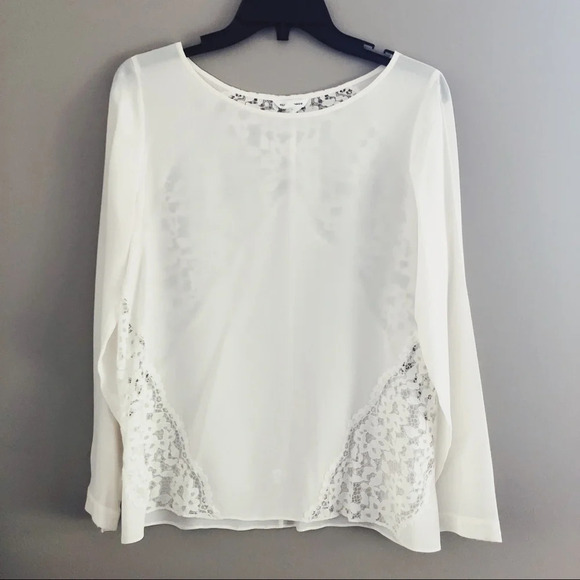 Club Monaco Tops - Club Monaco | Lace Inset Silk blouse